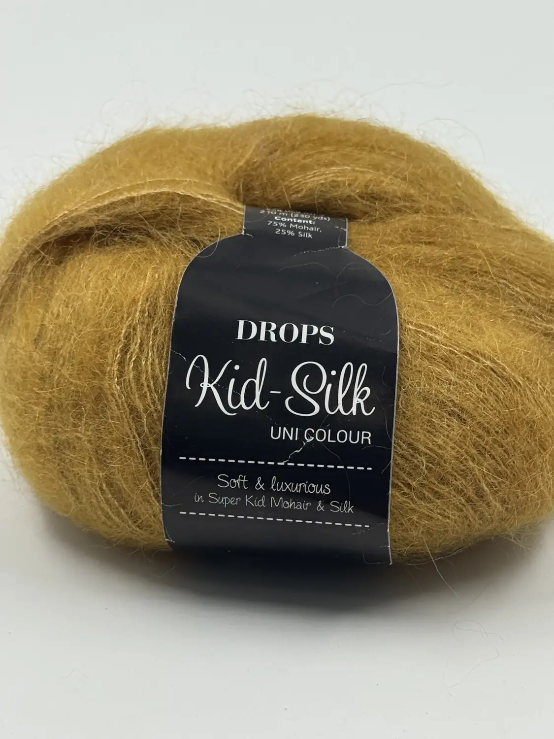Фотография пряжи Drops Design, Kid Silk, Kid mohair, карри